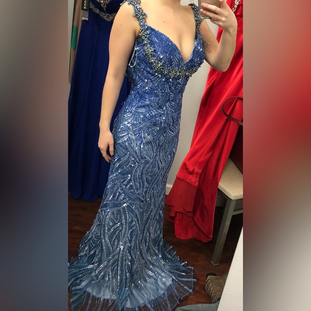 Fully Beaded Blue Gown